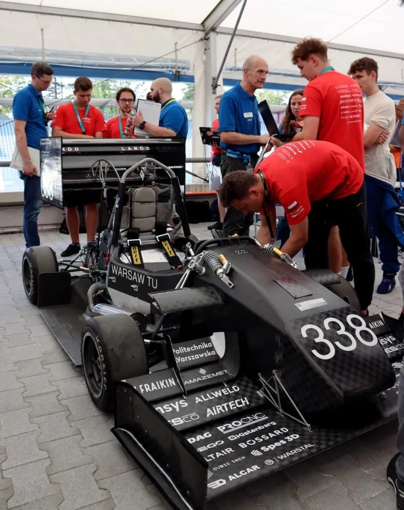 Finished racing car with installed 3D printed components.